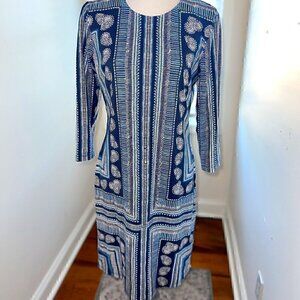 J. Mclaughlin Blue Catalina Cloth 3/4 Sleeve Sophia Dress - Size M - No Flaws!